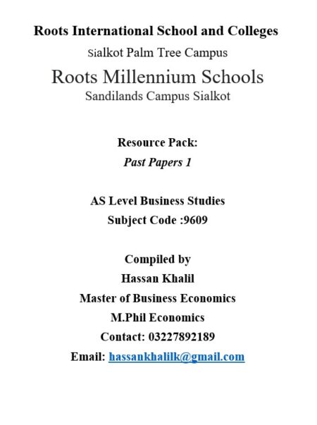 AS Business Studies Past Papers 9609