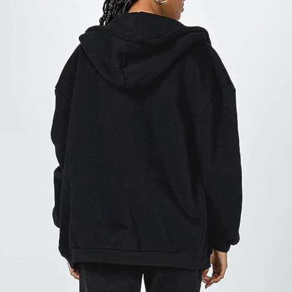 “Black Oversized Hoodie with Drawstrings and Kangaroo Pocket”