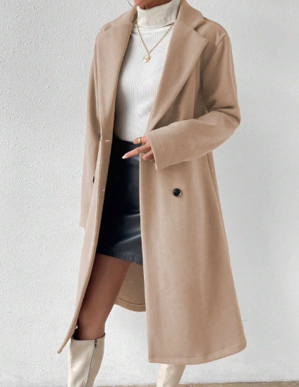 Chiquease Women's Lapel Long Sleeve Button Elegant Coat, Fashionable Fall Winter Cloth For Women