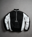 (NASA) Sporsity Men's Sportswear Varsity Jacket, Color Block Half Zip Stand Collar Jacket With Letter Graphic, Adjustable Drawstring Hem, Suitable For Daily Wear,