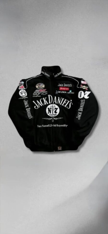 (JACK DANIELS)Sumwon Racing Team Windbreaker Lightweight Performance Jacket With Logo Patch Athletic Sport Track Jacket Fall Autumn Streetwear