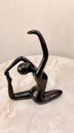 Minimalist Yoga Pose Statue - Abstract Black Resin Figurine for Modern Home Decor, Mindfulness & Meditation Gift