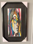 Colorful Abstract Woman Portrait Painting - Modern Pop Art Female Face Canvas - Vibrant Textured Wall Art with Sleek Black Frame for Living Room