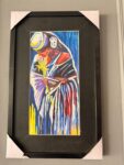 Asian Woman Acrylic Painting - Abstract Tribal Cultural Wall Art - Vibrant Figurative Canvas Art with Sleek Black Frame for Ethnic Home Decor