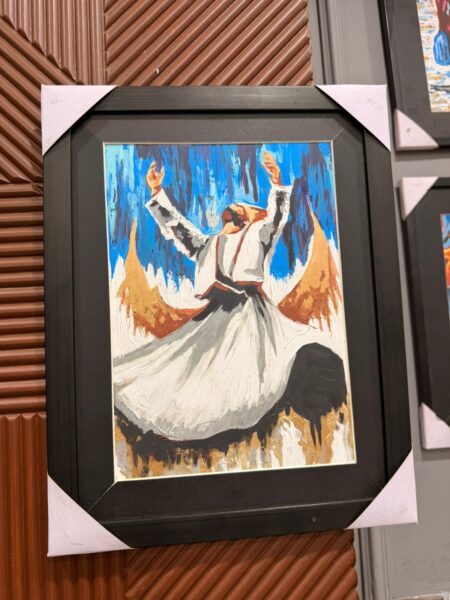 Qalander Mystic Sufi Dervish Canvas Painting - Modern Impressionist Spiritual Wall Art - Framed Rumi Whirling Dance Painting